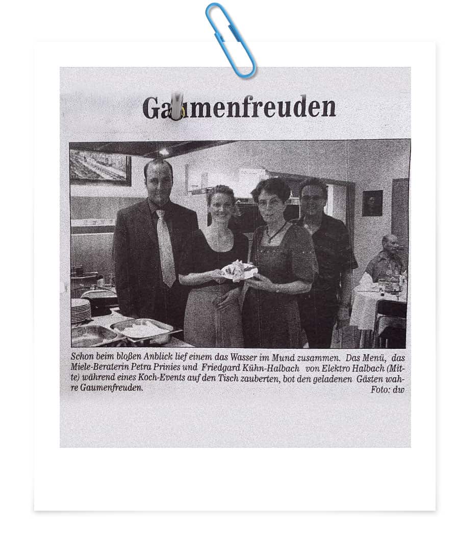 Zeitungsartikel Koch-Event bei Miele-Partner Elektro Halbach in Wuppertal